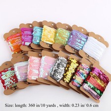 Holographique Sequin Bordure Bords Ruban Bande Brillant Étroit Craft 9.1m Cousue