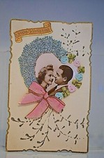 CPA CARTE POSTAL STE SAINTE CATHERINE DENTELLE AJOURE BONNET FILLE GARCON ANCIEN