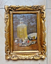 Tableau ancien huile bois peinture peintre atelier F A Lindley répertorié