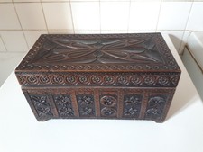 coffret  bois breton 1913, guillaume bellec, roscoff;26x13,3x13,3cm, TBE