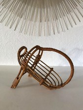 19 ⚜️ Ancien Panier Porte Bouteille en Osier Rotin Vintage