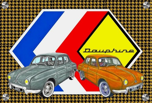Plaque renault dauphine - renault, fond