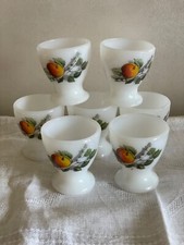6 coquetiers vintage en Arcopal motif  fruits made in FRANCE