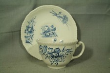 Caronia Woods Burslem England Teacup & Saucer set blue white flowers