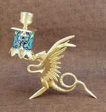 Superbe Bougeoir Laiton Dragon Emaux Bordeaux Vieillard 19ème Chine +++ 