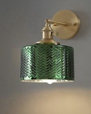 Applique Suspension Murale En Verre Vert Et Laiton Style Vintage Art Deco Neuve