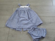 Robe à bretelles bleu lilas + culotte bloomer Taille 18 mois Sergent major