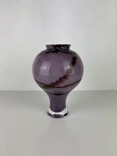 Sublime Vase en Verre Soufflet Difforme Reflet Violet Style Novaro 