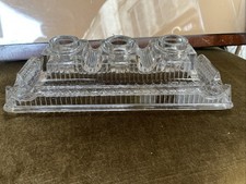 Ancien Encrier Verre Moulé