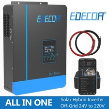 EDECOA Onduleur Hybride 24V 220V 3000W MPPT 80A Convertisseur PV 55-450VDC WIFI