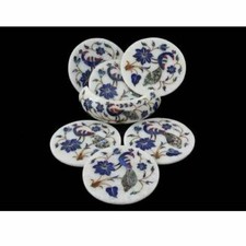 Marbre Coaster Set Lapis Lazuli Pierre Main Décor Maison For Gift