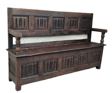 ancien banc gothique 15eme siecle ?haute époque archebanc Oak bench 15th? Coffre