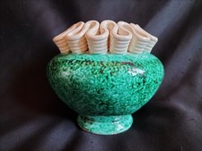 Sainte Radégonde/Asch / Vase en céramique émaillée verte à col ruban / Art Déco