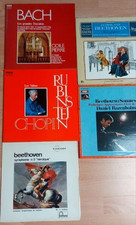 Lot de 5 disques vinyles 33 tours Beethoven Chopin Bach .
