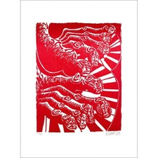 DI ROSA Hervé - Bois gravé  "Le cercle Mozart" 69x52cm - 2020