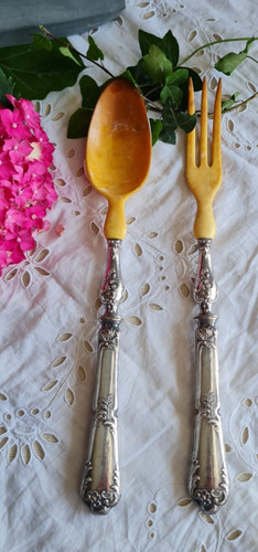 Anciens couverts a salade - ,