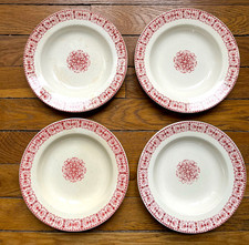 4 assiettes creuses Vieillard Bordeaux XIXème service Moscovite rouge