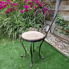 Petite Chaise Ancienne En Fer Forgé 19ème, Rare Siège Enfant Napoléon III 