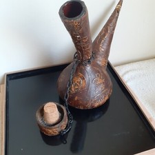 Décanteur à Vin , espagnol , cuir , vintage