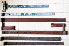 LOT ANCIEN 6 PENTURES 2 GONDS 2 CHARNIÈRES PORTES  VOLETS FER FORGÉ MÉTAL FRANCE