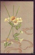 B1368+ILLUSTRAT-  FLEURS  AVEC  DORURE