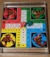 Jeu de dada petits chevaux ancien vintage de voyage portatif dans son carton