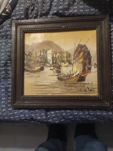 Ancien tableau huile - sur, toile