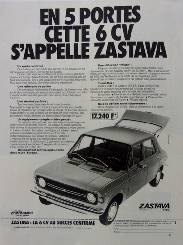 Publicite voiture zastava - ,