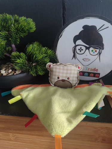 Doudou plat ours tinéo vert - doudou,