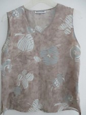 Top débardeur fluide beige imprimé floral marque Grégory Pat-Taille 42- Neuf