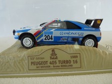 PEUGEOT 405 TURBO 16 N° 204 gagnante du DAKAR 1989 de marque NOREV au 1/43