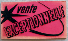 Pancarte publicitaire vintage années 50 60 carton velours vente exceptionnelle