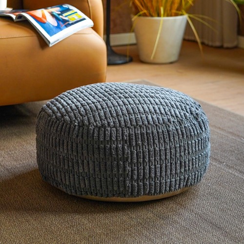 Round unstuffed pouf ottoman - round,