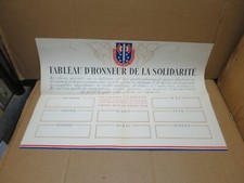 ETAT Français Maréchal PETAIN diplome vierge Tableau d'Honneur de la Solidarité