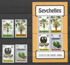 Seychelles 1980 coco de mer série 4 timbres neufs & 1 feuillet MNH /TE5642