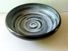 grande coupe en céramique bicolore signée Elchinger, noir/blanc, vers 1950