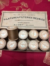 mercerie ancienne - 1 bobine de fil de lin extra cablé 6 bouts d'ALOST