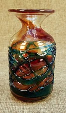 Superbe Rare Grand Vase Bouteille Flacon  Verre Mdina Signé Design Harris Top+++