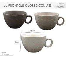 Set 12 Pièces Tasse Porcelaine avec Coeur Lait Petit Déjeuner 410ml Dfh
