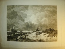 René Paul HUET (1844-1928) TRES GRANDE EAU FORTE PAYSAGE MARINE TEMPETE RUISDAEL