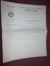 ancienne lettre automobiles Donnet Zedel Pontarlier 1924