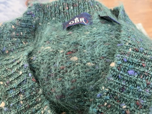 Vtg obr mohair fuzzy cardigan - ,