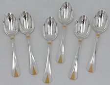 Christofle modèle Atlantide bague dorée, 6 cuillères à thé/café/dessert, 13,5 cm