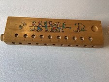 Ancien plumier en bois à glissière école Vintage 1950 Tables De Multiplications