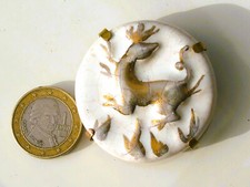 BELLE BROCHE / CLIP ANCIEN 1950 en CERAMIQUE Vernissée avec SALAMANDRE