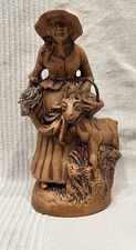 Santon femme bergère en terre cuite haut de 20 cm vintage