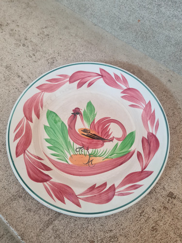 Assiette fleurie décor coq - assiette,