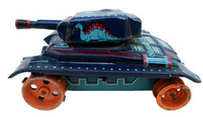 Tank Mecanique M58 Dragon en Tole 15Cm Tres Bon Etat Japan Sankei 1950