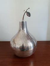 Seau à glace style Teghini Firenze métal argenté année 70 en forme de poire