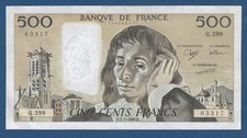 500 francs 1989 france - francs, 1989.